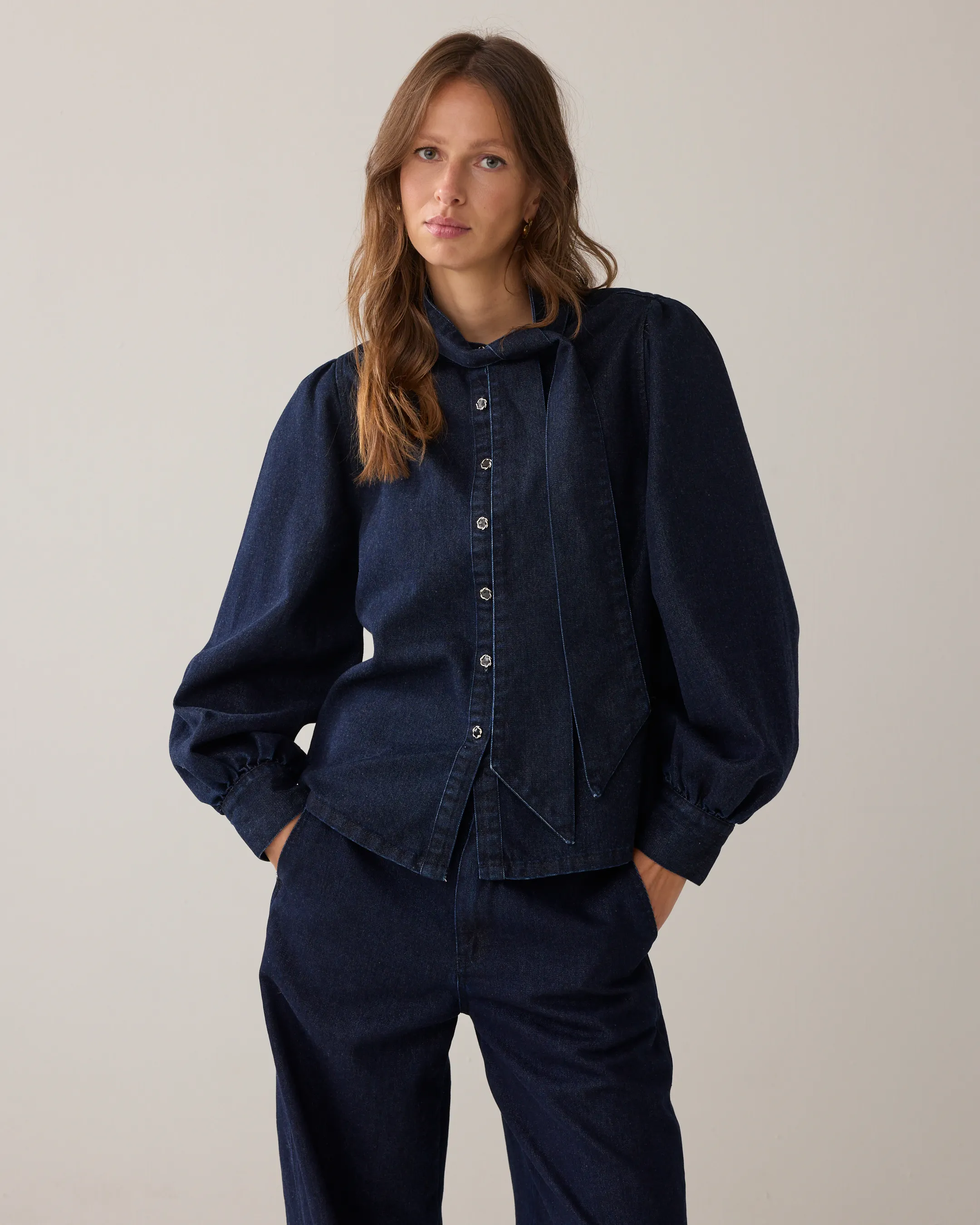 Blouse Cotton lurex denim