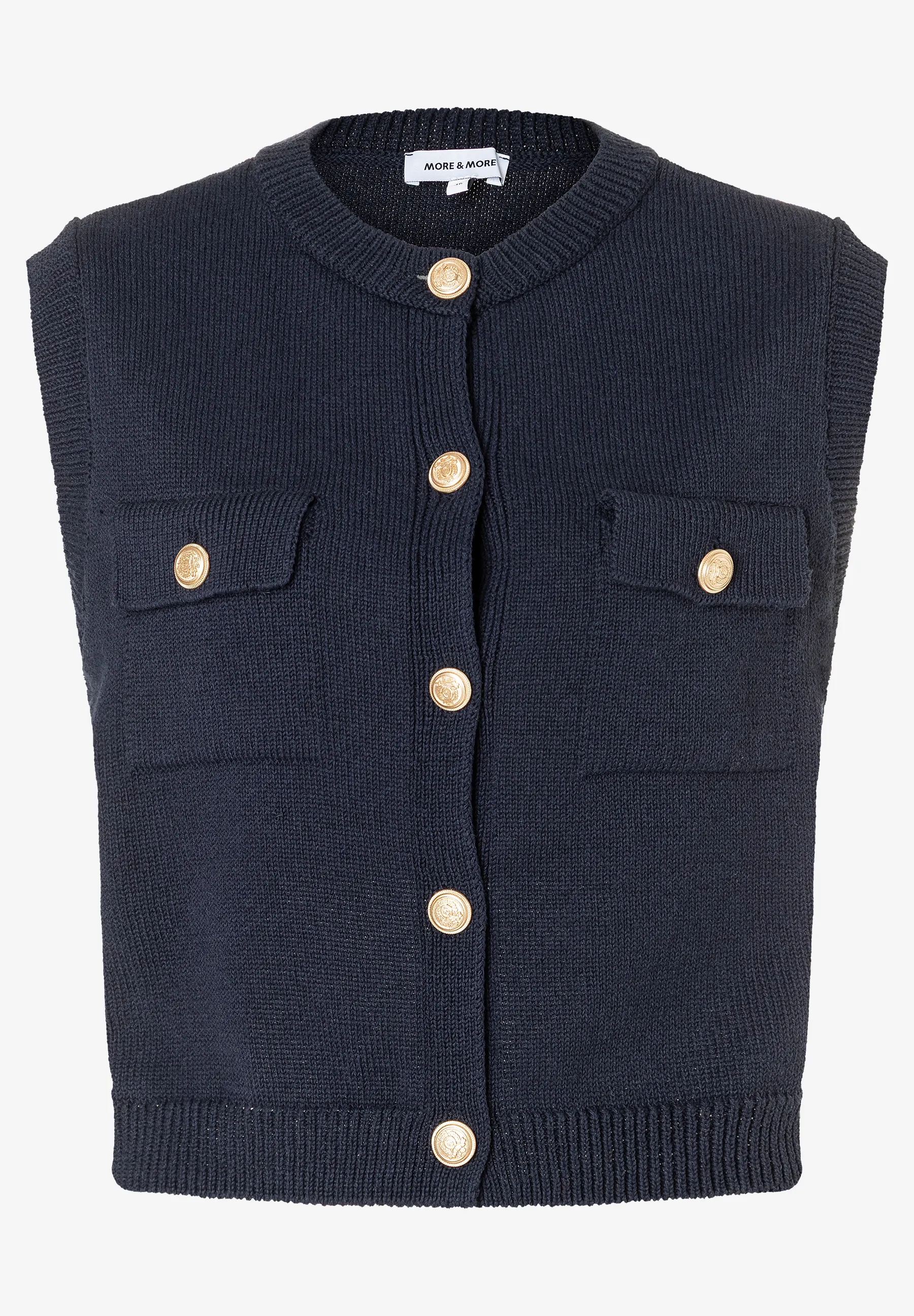 kurze Strickweste mit Goldknöpfen