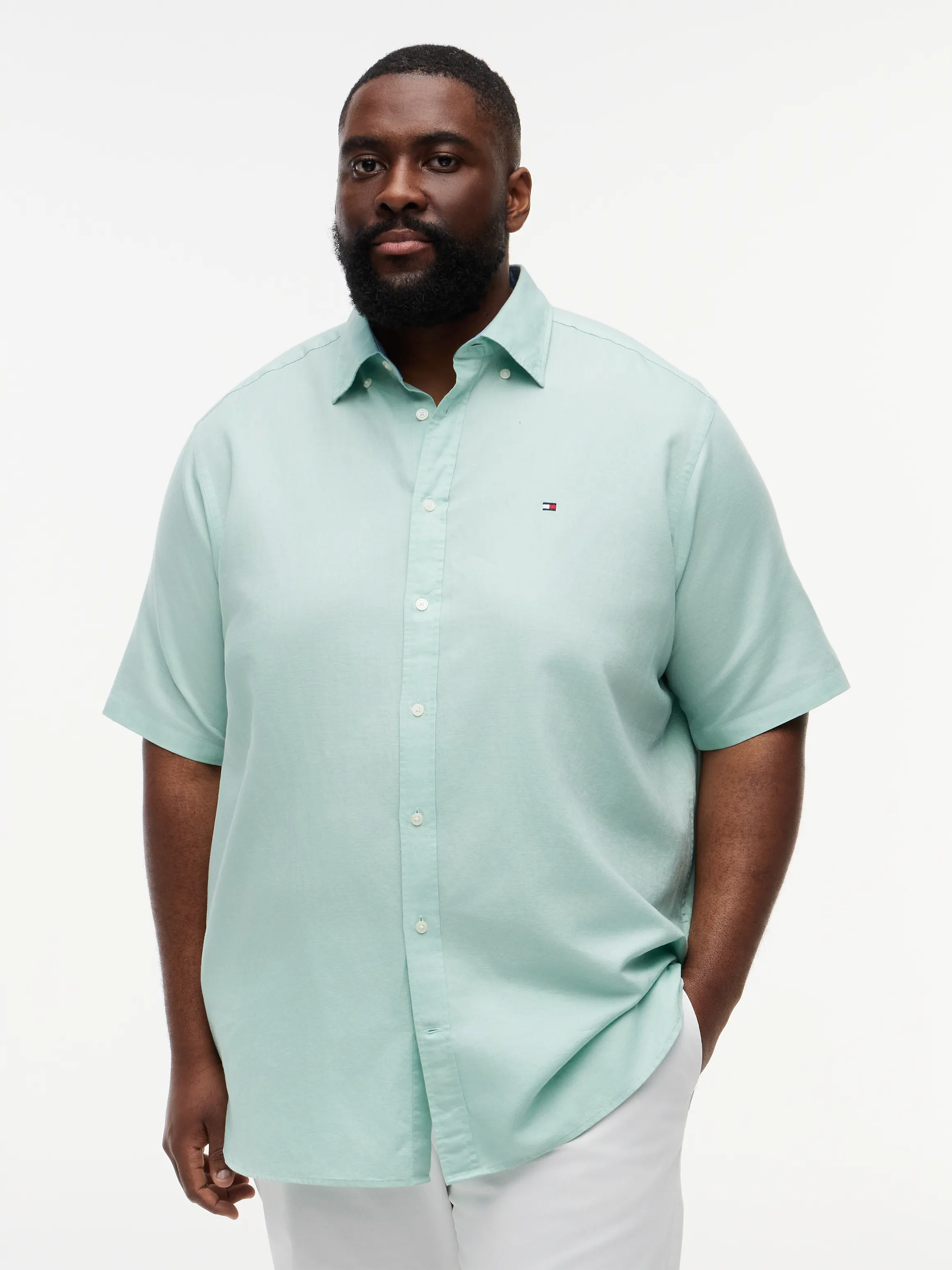 BT- LINEN BLND SOLID SS RF S-B