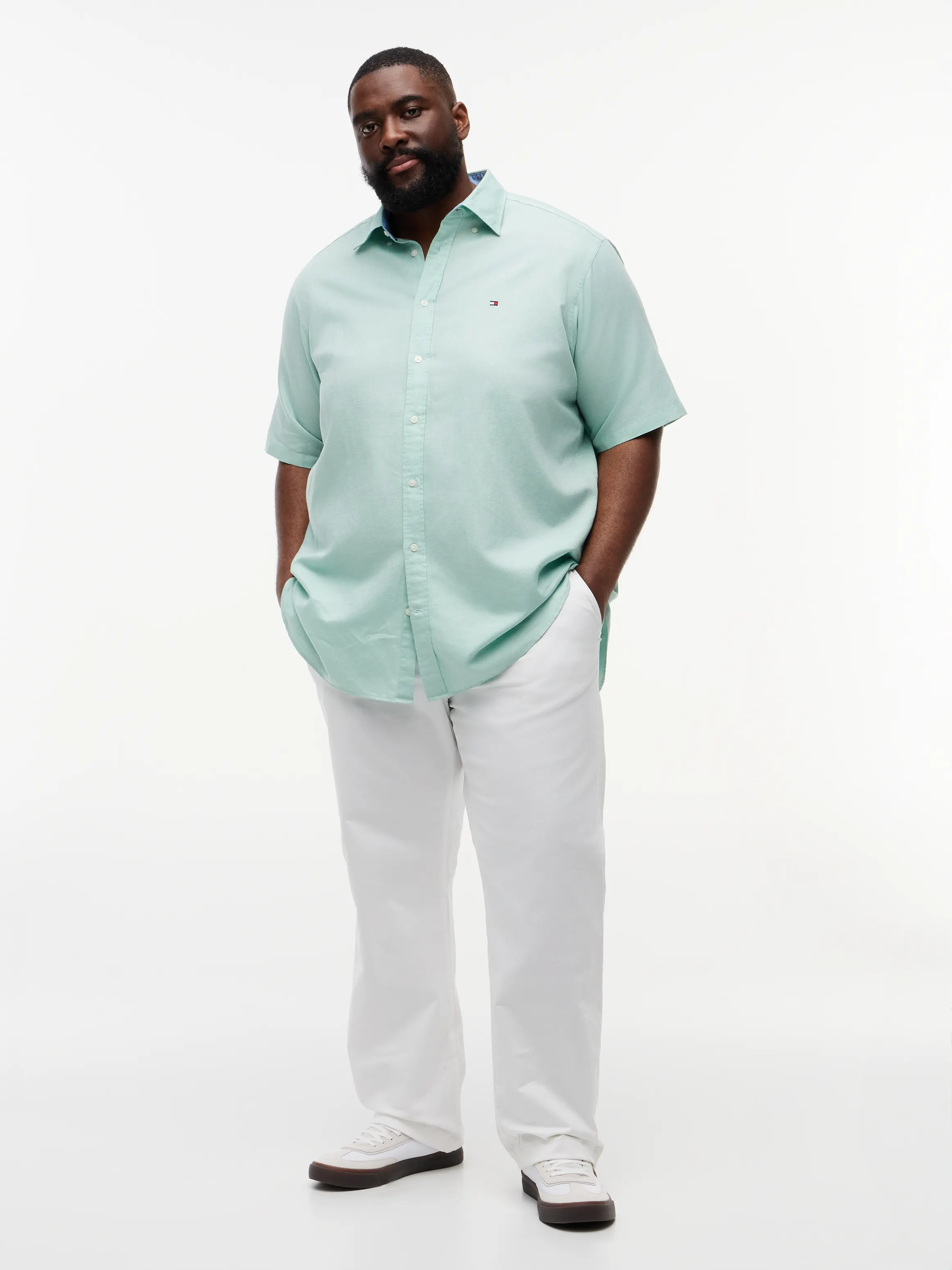 BT- LINEN BLND SOLID SS RF S-B