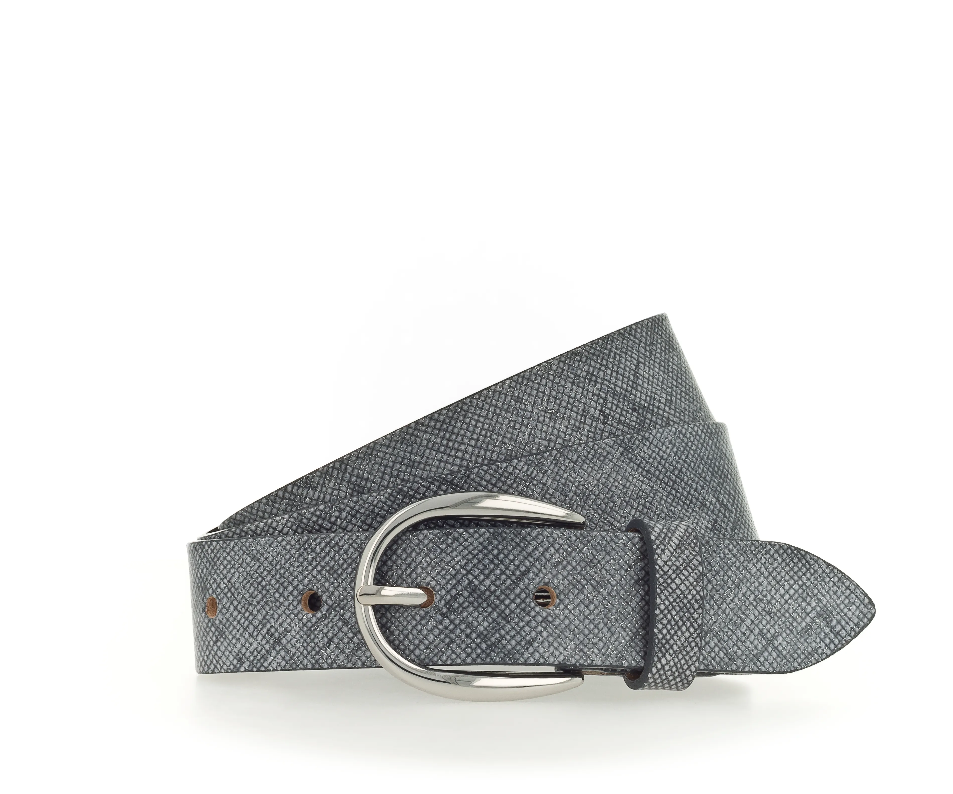 30 mm Vollledergürtel, stahl grau-multi